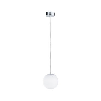 Suspension moderne en verre blanc et métal chromé pour un éclairage élégant