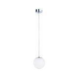 Modern pendant light with white glass and chrome metal for stylish room lighting