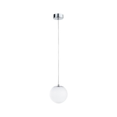 Moderne Pendelleuchte mit weißem Glas und verchromtem Metall für stilvolle Raumbeleuchtung