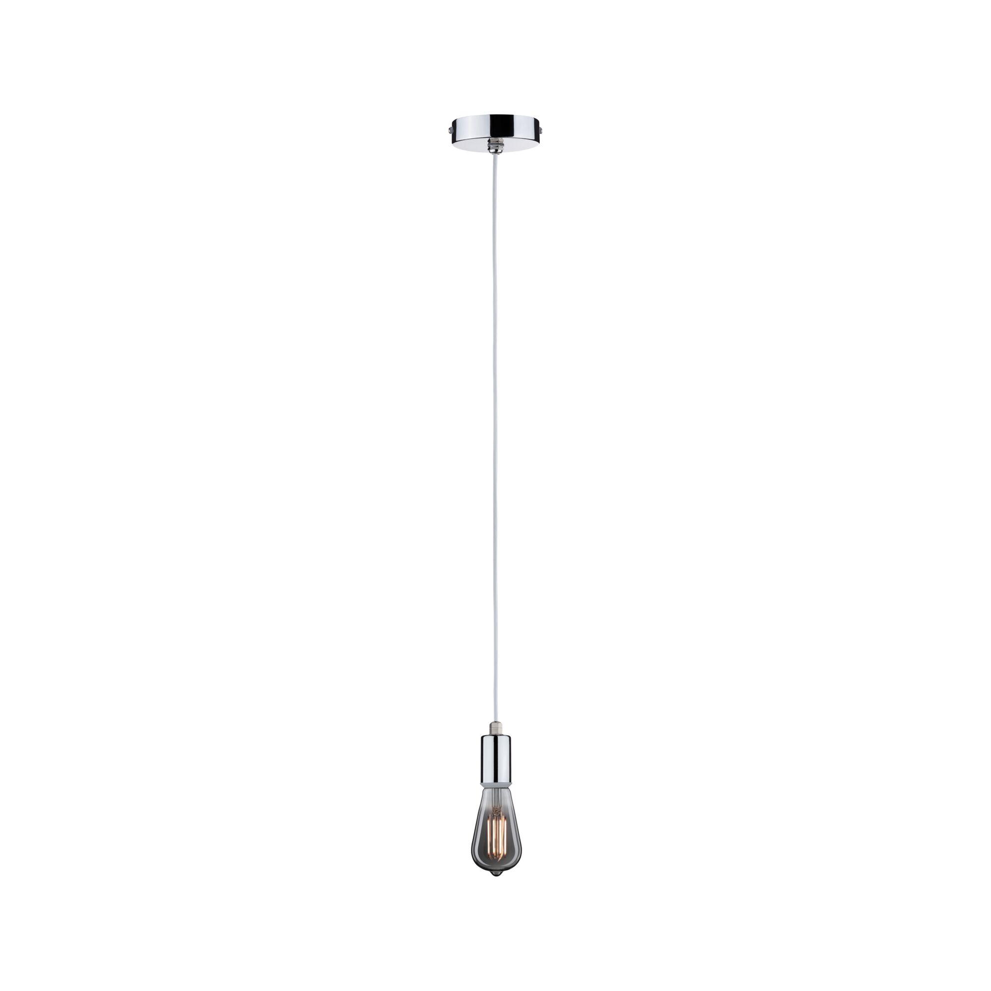 Modern pendant light with chrome holder and smoked glass bulb for stylish room lighting