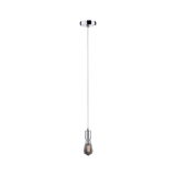 Modern pendant light with chrome holder and smoked glass bulb for stylish room lighting