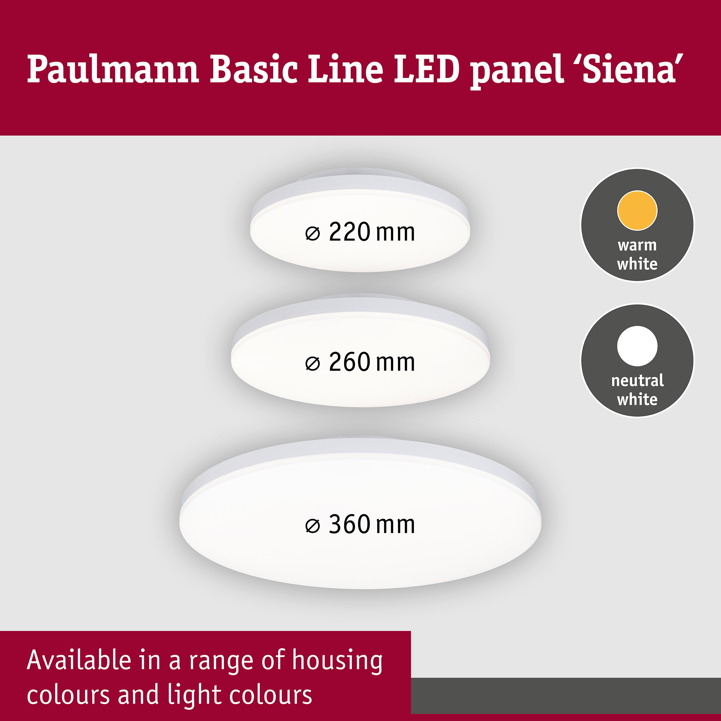 LED Ceiling light Siena 4000K 220mm 1100lm 230V 12,3W