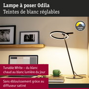 Lampe à poser noire Odila avec teintes de blanc réglables et diffuseur satiné pour un éclairage sans éblouissement