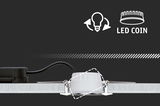 Spot encastré LED Coin blanc avec tête pivotante et câble noir pour éclairage de plafond moderne