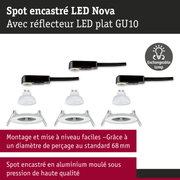 Spot encastré LED Nova en aluminium blanc avec douille GU10 et lampe interchangeable