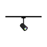 Spot LED noir en métal sur rail avec lumière multicolore pour un éclairage d’intérieur polyvalent