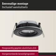 Zwarte inbouwspot van aluminium-zink met eenvoudige montage en voorgemonteerde bevestigingsveren