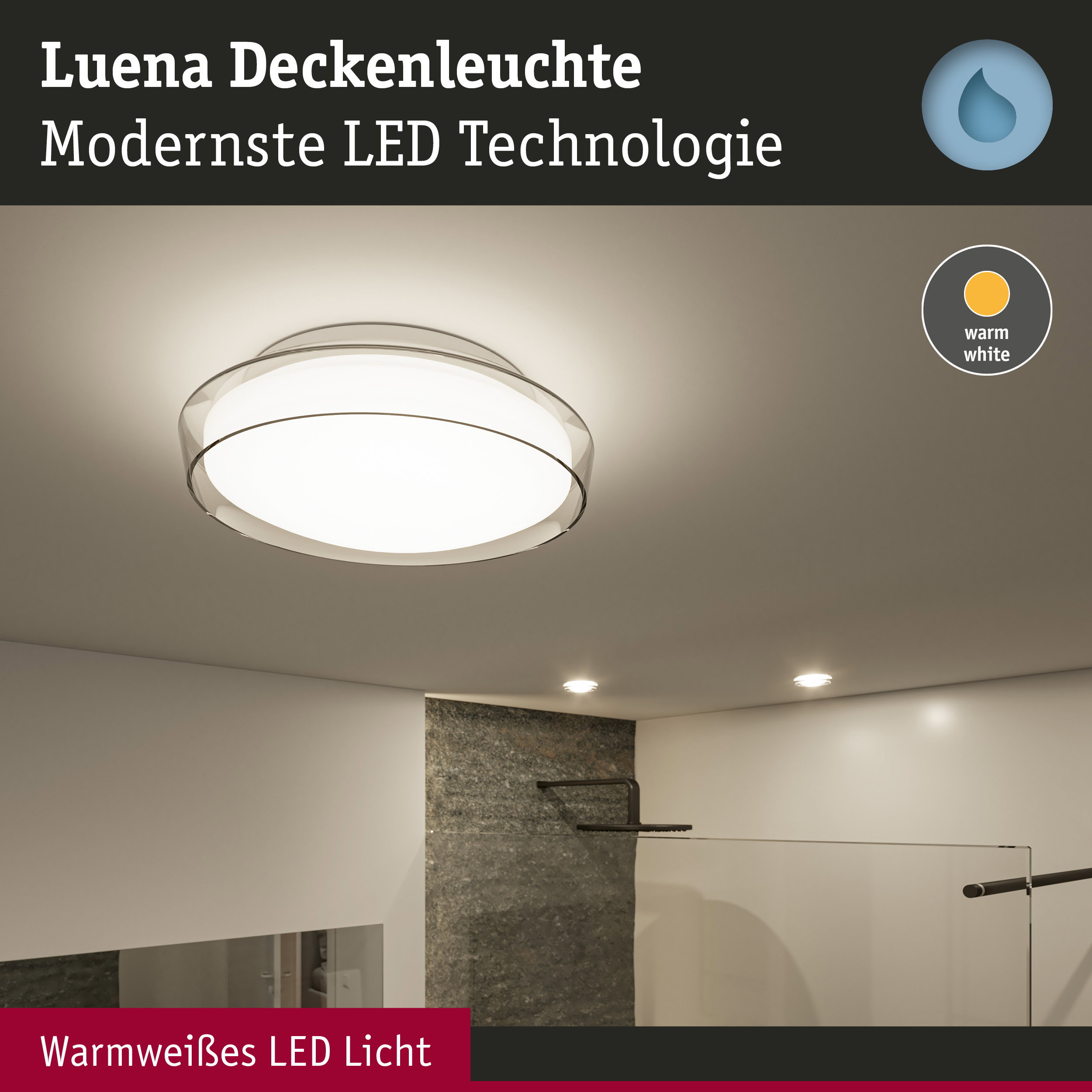 Luena Deckenleuchte mit modernster LED-Technologie und warmweißem Licht für gemütliche Raumbeleuchtung