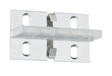 Transparent plastic bracket with metal clips and mounting holes for LED strip installation