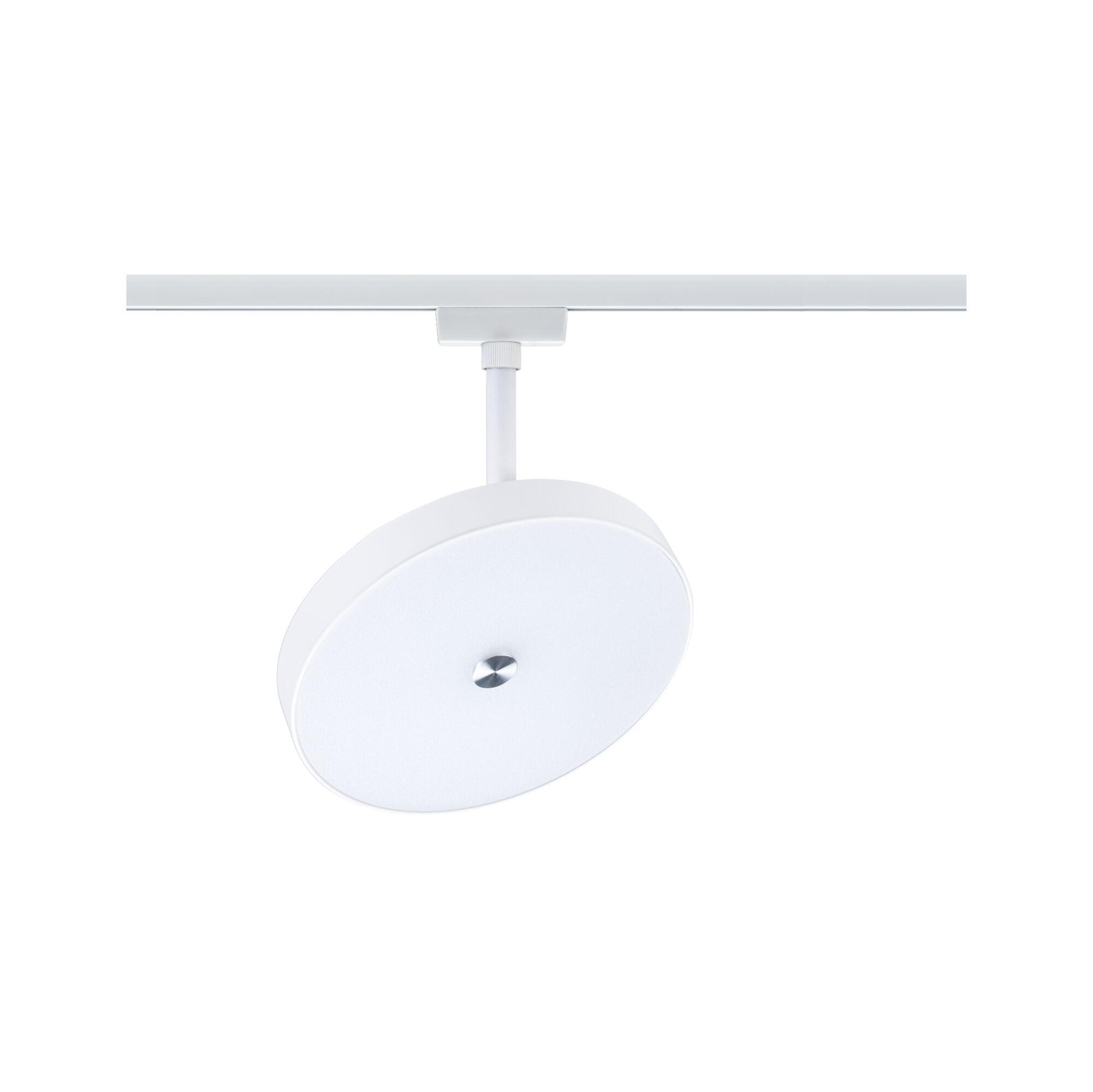White round metal LED spotlight on track system for modern indoor lighting solutions