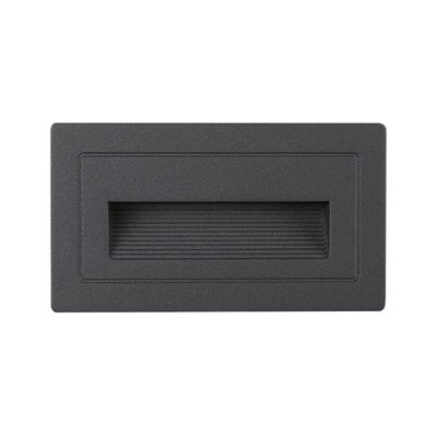 Rechthoekige zwarte aluminium LED-wand inbouwlamp met geribbelde afdekking voor accentverlichting