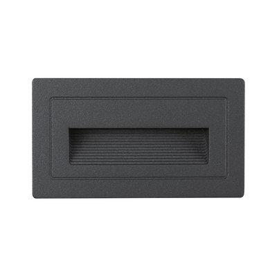 Rechteckiger LED-Wandeinbauleuchte aus schwarzem Aluminium mit geriffelter Blende für Akzentbeleuchtung