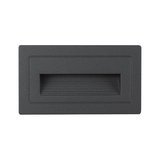 Rectangular black aluminum LED wall recessed light with ribbed cover for accent lighting