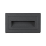 Rechteckiger LED-Wandeinbauleuchte aus schwarzem Aluminium mit geriffelter Blende für Akzentbeleuchtung