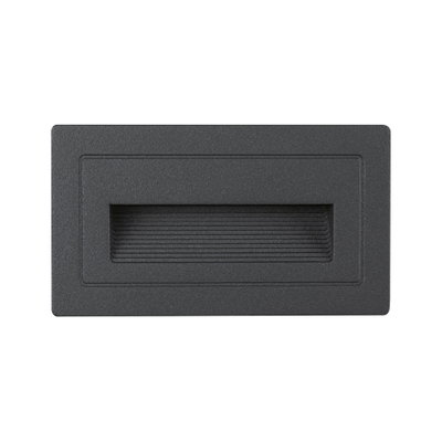 Rechteckiger LED-Wandeinbauleuchte aus schwarzem Aluminium mit geriffelter Blende für Akzentbeleuchtung