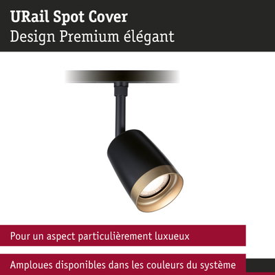 Cache spot URail noir avec anneau intérieur doré pour éclairage LED élégant sur rail