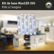 Kit de base MaxLED 250 avec bandes LED blanches réglables, télécommande et alimentation pour éclairage