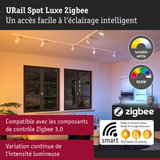 Spot LED blanc URail Spot Luxe Zigbee avec lumière blanche réglable et contrôle intelligent Zigbee 3.0