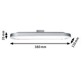 Flache LED-Deckenleuchte in Silber mit 380 mm Länge und 110 mm Breite für moderne Raumbeleuchtung