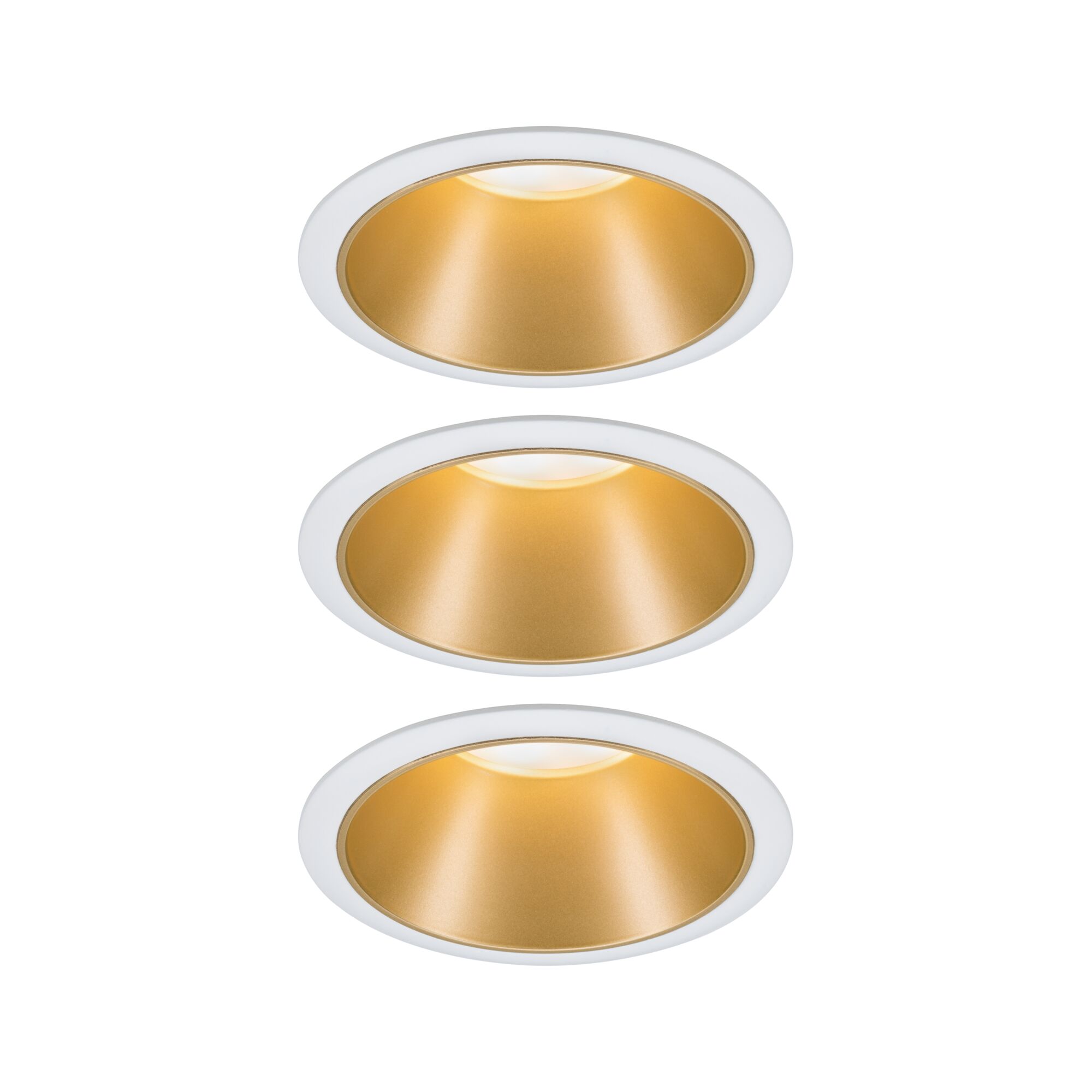 LED Recessed luminaire 3-Step-Dim Cole Coin Basic Set IP44 round 88mm Coin 3x6W 3x460lm 230V dimmable 2700K Matt white/Gold matt