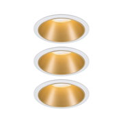 Round recessed spotlight with white frame and gold reflector for modern LED lighting solutions