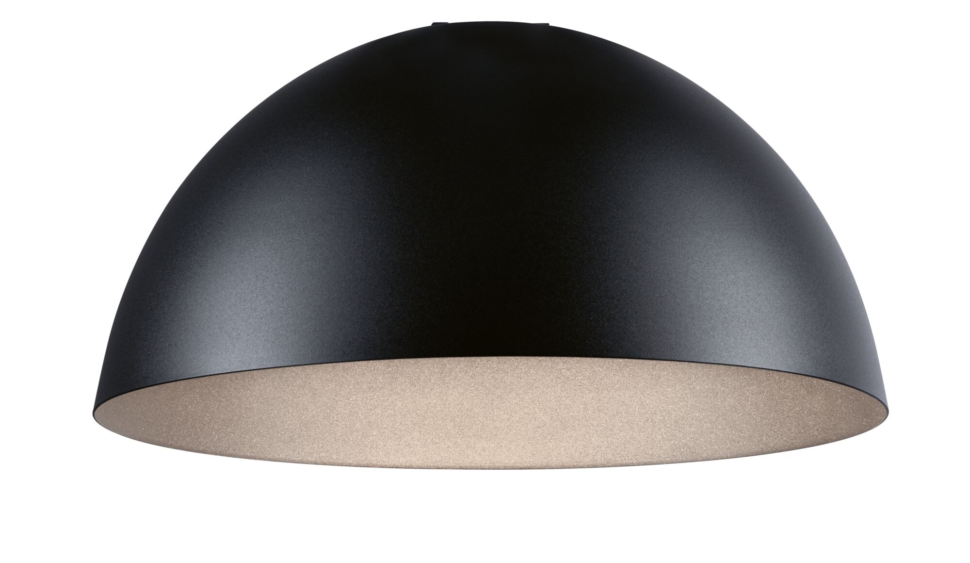 Semi-circular black metal ceiling light with matte inner surface for modern home lighting