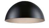 Semi-circular black metal ceiling light with matte inner surface for modern home lighting