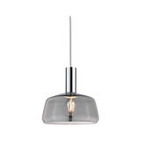 Moderne Pendelleuchte mit rauchgrauem Glas und Chromfassung für stilvolle Raumbeleuchtung