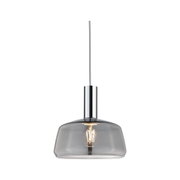 Modern pendant light with smoked glass and chrome metal for stylish room lighting