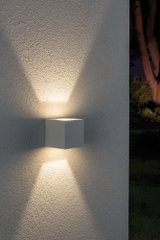 Applique murale moderne en aluminium blanc avec lumière blanc chaud pour éclairage extérieur et jardin