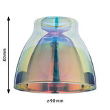 Transparent glass lampshade with iridescent color effect, 90 mm diameter, 80 mm height