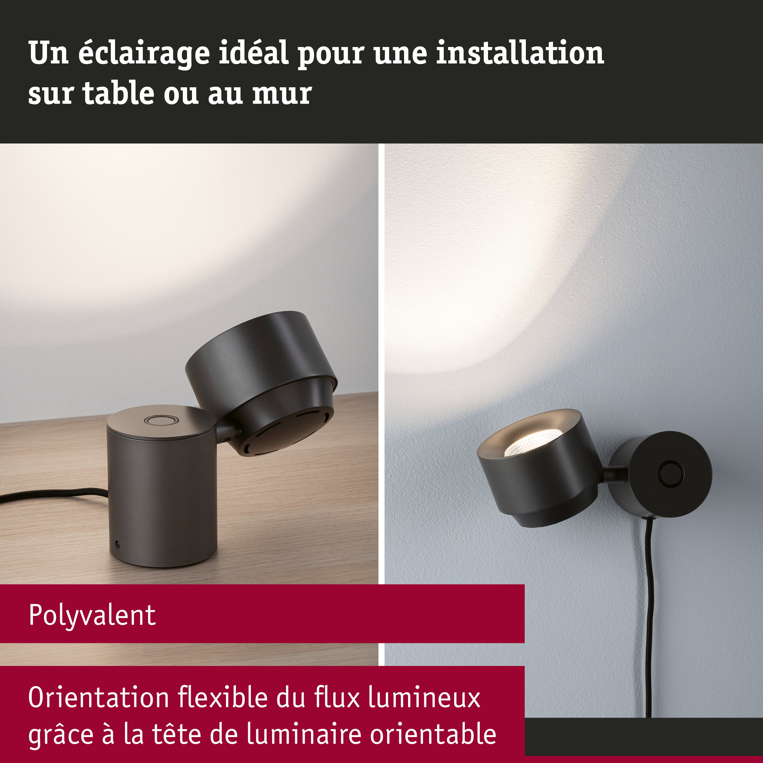 Lampe à poser LED 3-Step-Dim Pane 2700K 328lm 3W Titanium