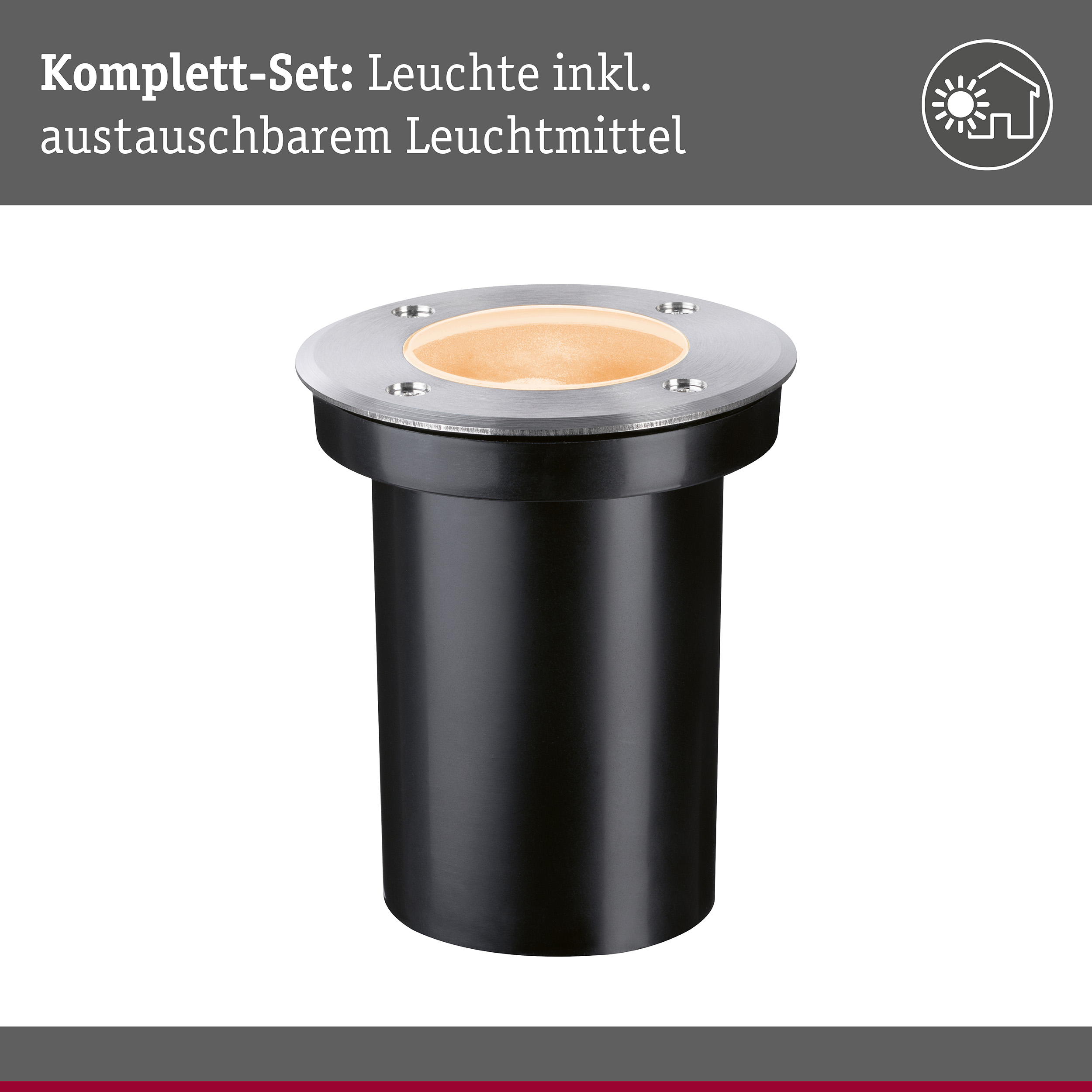 LED Bodeneinbauleuchte Floor insektenfreundlich IP65 zylindrisch 110mm 2200K 4,3W 320lm 230V Edelstahl gebürstet Edelstahl/Kunststoff