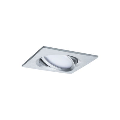 Quadratischer Einbaustrahler aus gebürstetem Aluminium in Silber für moderne LED-Beleuchtung