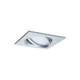 Square recessed spotlight in brushed silver aluminum for modern LED lighting solutions