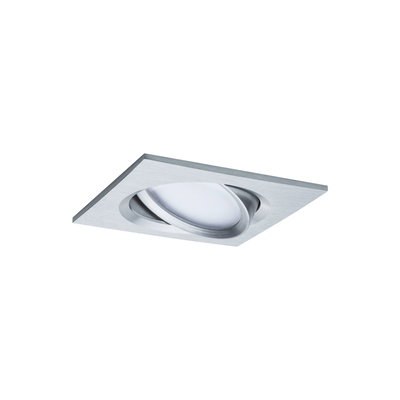 Quadratischer Einbaustrahler aus gebürstetem Aluminium in Silber für moderne LED-Beleuchtung