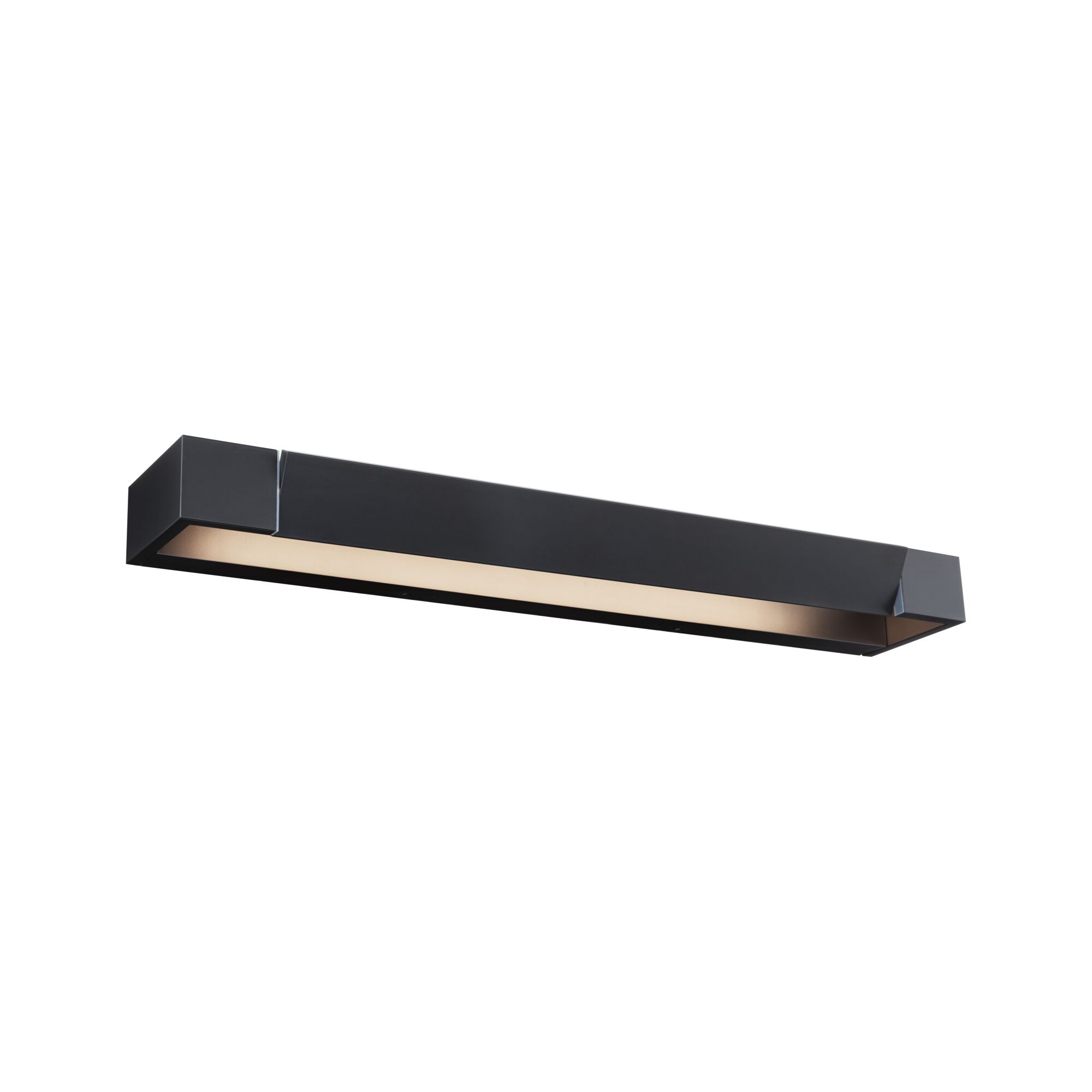Black metal LED wall light with warm white illumination for modern interiors and energy-efficient lighting