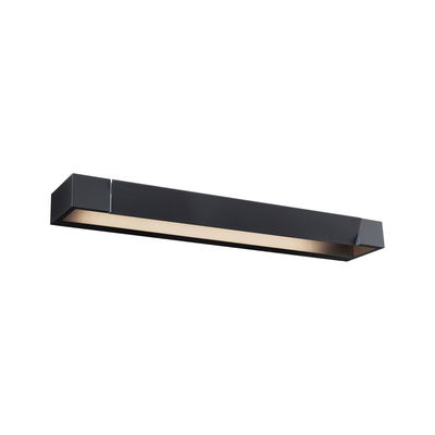 Black metal LED wall light with warm white illumination for modern interiors and energy-efficient lighting