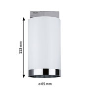 Witte metalen LED-plafondspot met chromen rand, 113 mm hoog en 65 mm diameter, moderne verlichting