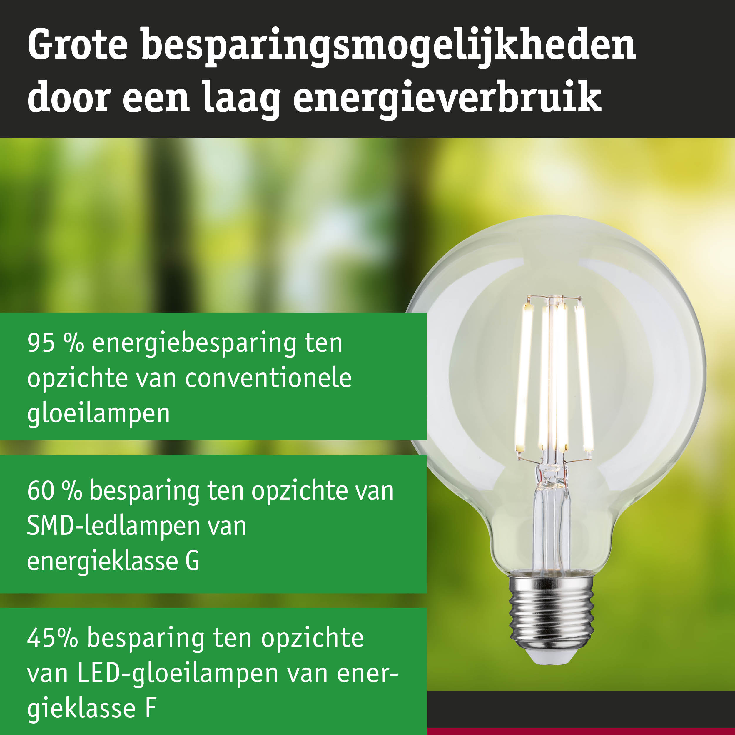 Energiezuinige LED-gloeilamp met helder glas en zilveren fitting voor milieuvriendelijke verlichting