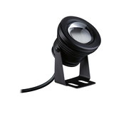 Black metal LED outdoor spotlight with bracket for garden and pathway lighting