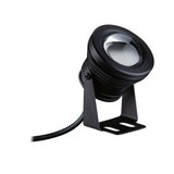 Black metal LED outdoor spotlight with bracket for garden and pathway lighting