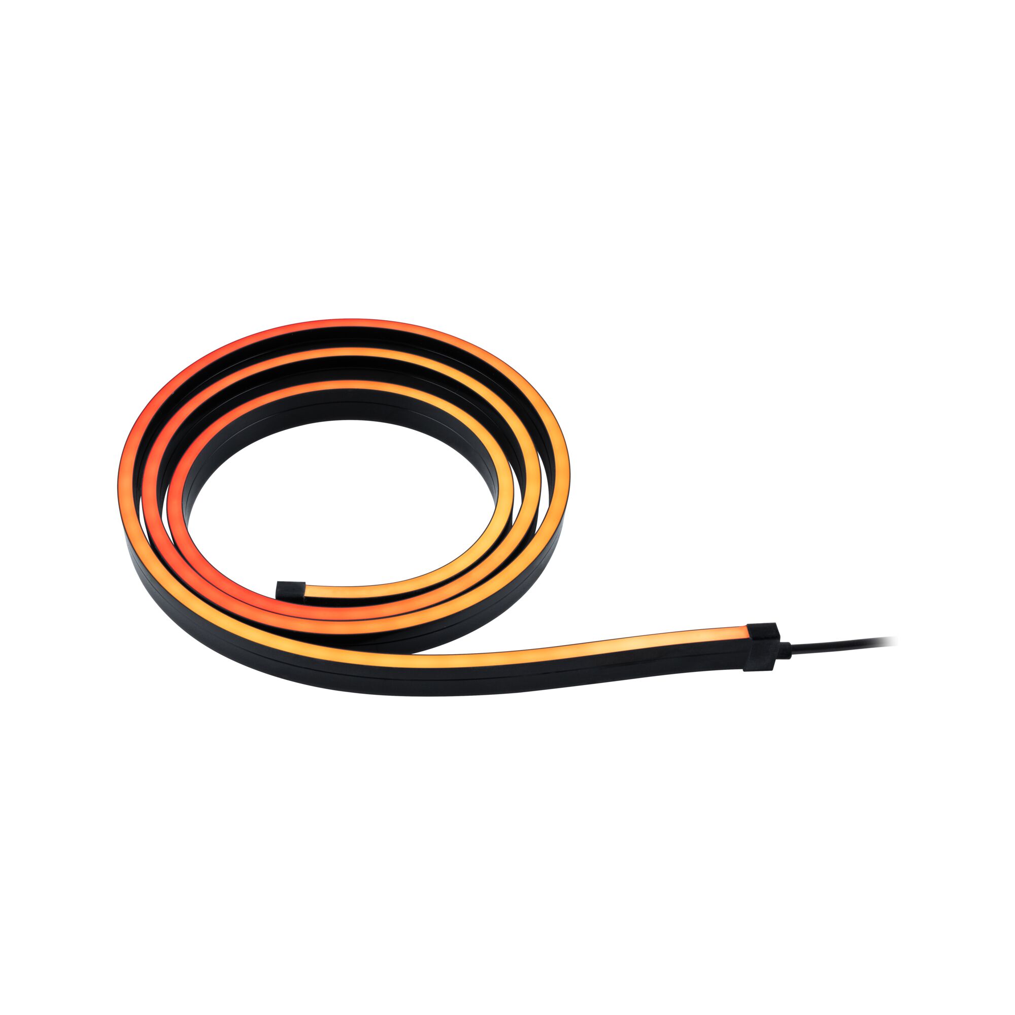 Flexibele zwarte LED-lichtstrip met warm wit en oranje licht voor decoratieve verlichting