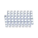 Flexible LED strip light with warm white glow and adhesive backing for versatile lighting solutions.