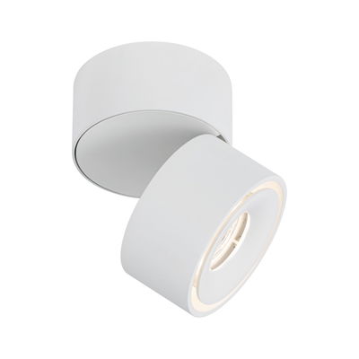 Modern white metal LED ceiling spotlight with adjustable head for accent lighting in interiors