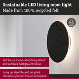 Sustainable black LED wall light made from 100% recycled felt with sound-absorbing and eco-friendly design