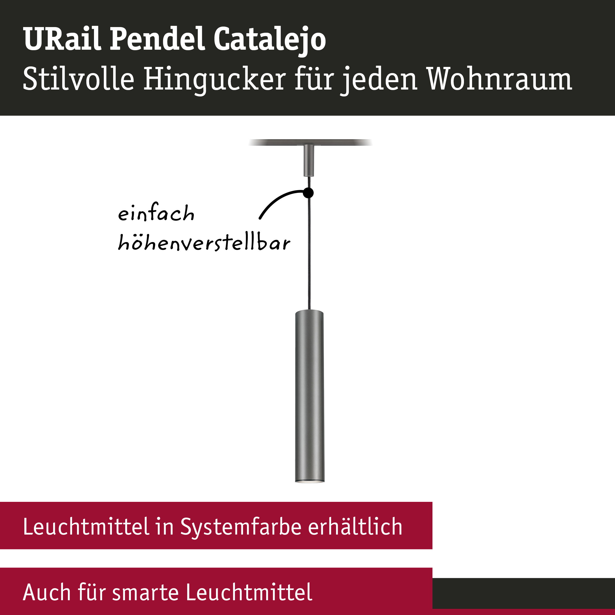 URail Pendel Catalejo GU10 max. 10W dimmbar 230V Titanium