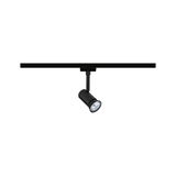 Black metal LED spotlight on track system for flexible indoor lighting solutions