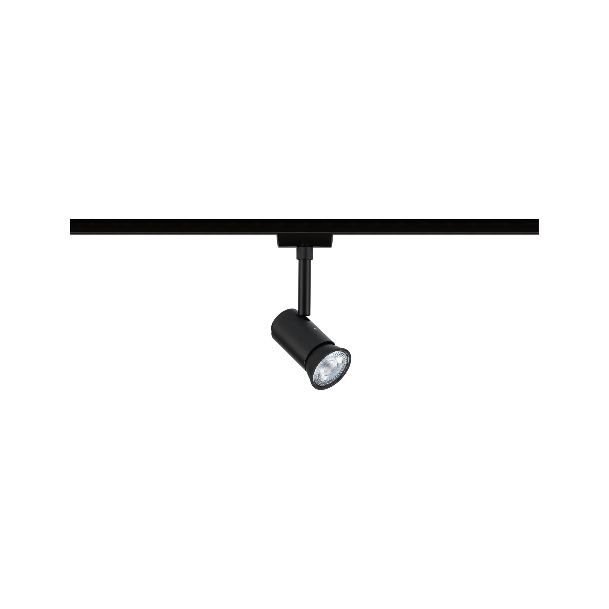 Black metal LED spotlight on track system for flexible indoor lighting solutions