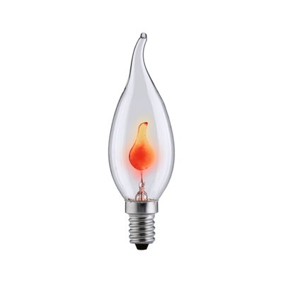 Lamp in vlamvorm met helder glas en rode gloeidraad voor decoratieve verlichting